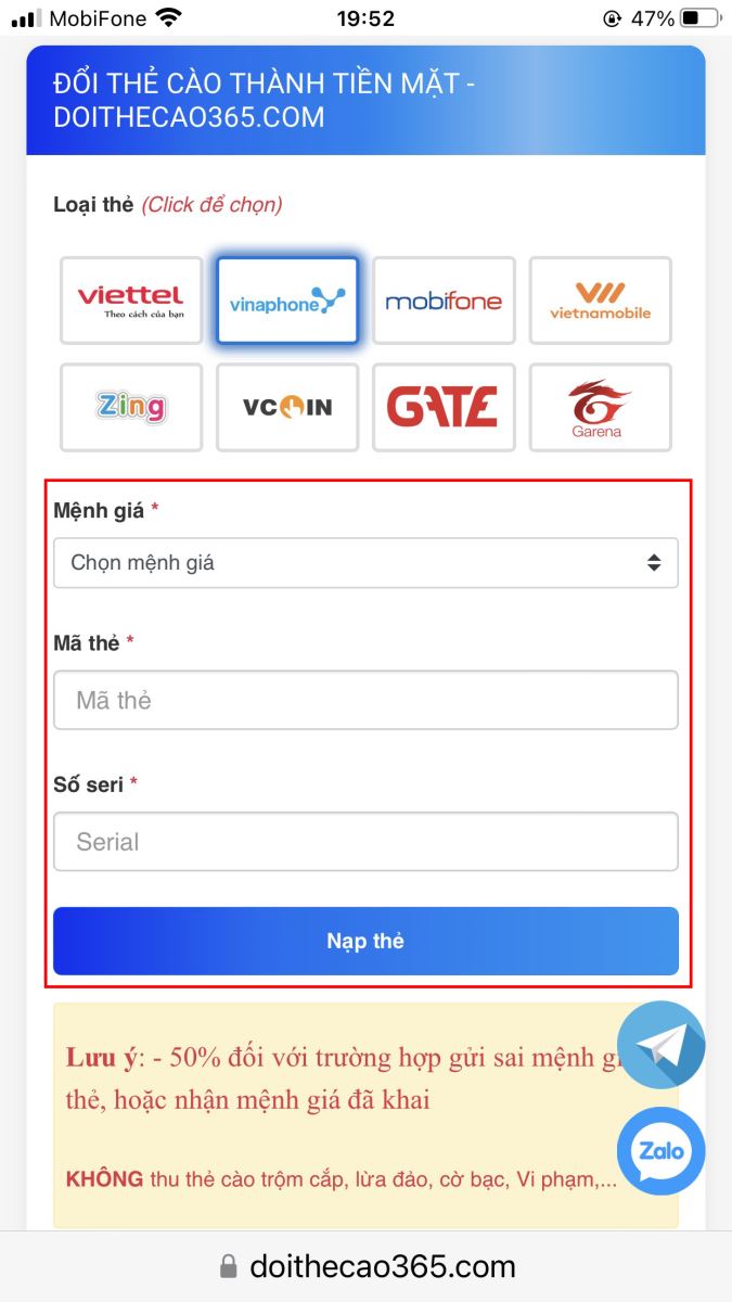 Đổi card điện thoại