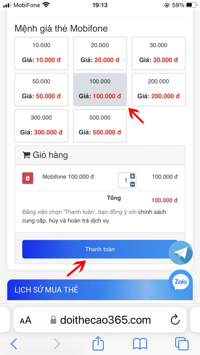 Mua thẻ Mobifone