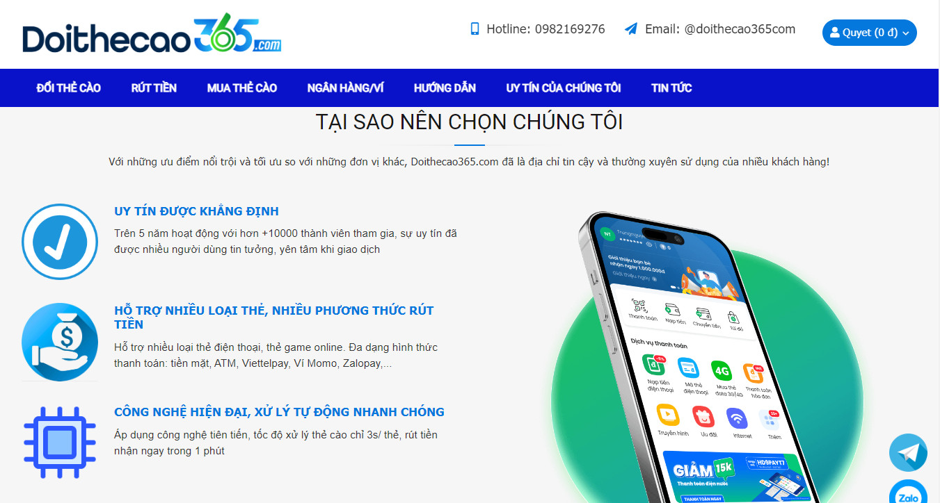 Web đổi thẻ cào uy tín
